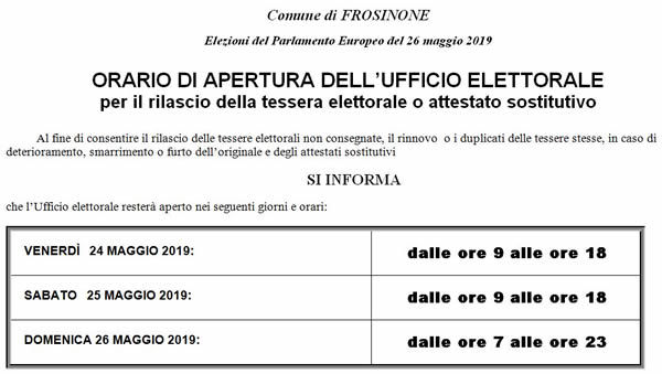 orario apertura