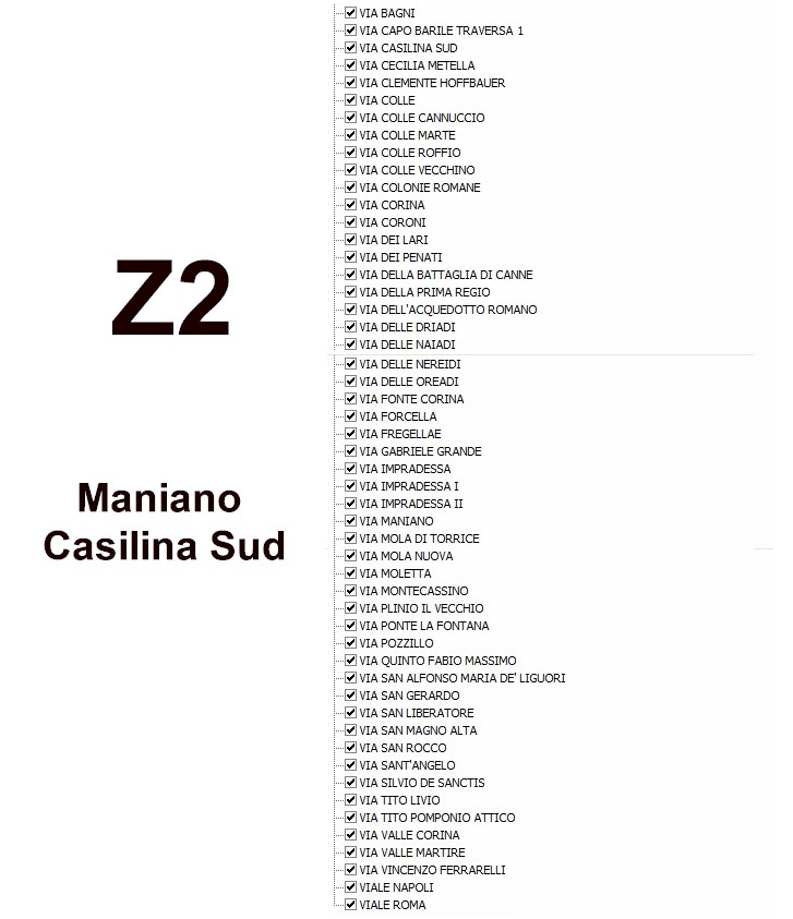 Zona 2 - Elenco Aree