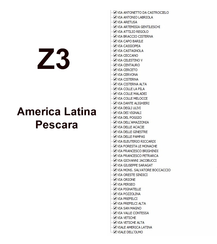 Zona 3 - Elenco Aree
