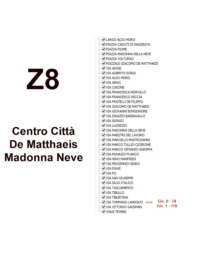 Zona 8 - Elenco Aree