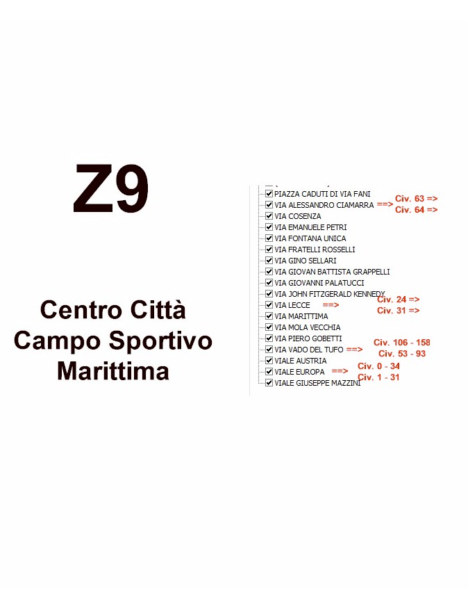 Zona 9 - Elenco Aree