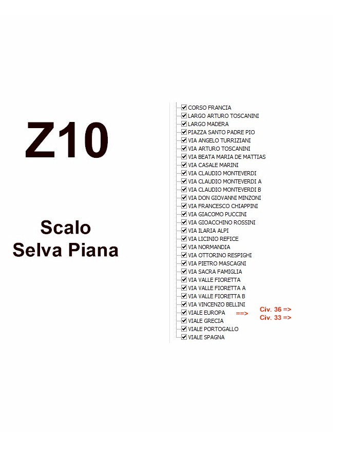 Zona 10 - Elenco Aree